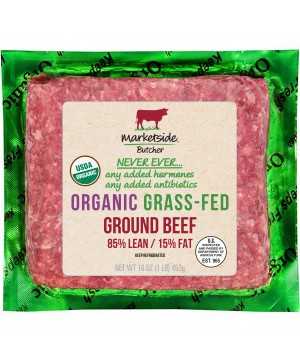 Marketside Butcher Organic Grass-Fed 85% Lean/15% Fat, Ground Beef, 1 Lb