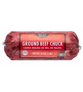 All Natural* 80% Lean/20% Fat Ground Beef Chuck Roll, 1 lb
