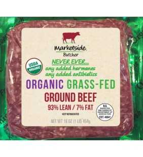 Marketside Butcher Organic Grass-Fed 93% Lean / 7% Fat Ground Beef, 1 lb