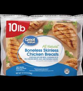 Great Value Boneless Skinless Chicken Breast, 10 lb. (Frozen)