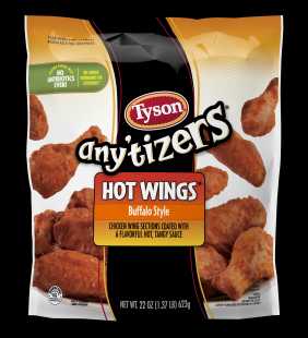 Tyson® Any'tizers® Buffalo Style Bone-In Chicken Wings, 22 oz. (Frozen)