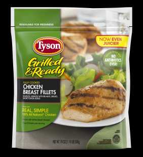 Tyson® Grilled & Ready® Fully Cooked Grilled Chicken Breast Fillets, 19 oz. (Frozen)