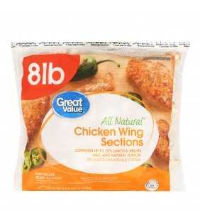 Great Value All Natural Chicken Wing Sections, 8 lb