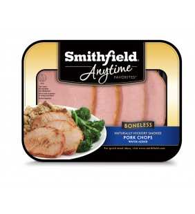 Smithfield Anytime Favorites Naturally Hickory Smoked Pork Chops, Boneless, Fully Cooked, 1.3 lbs