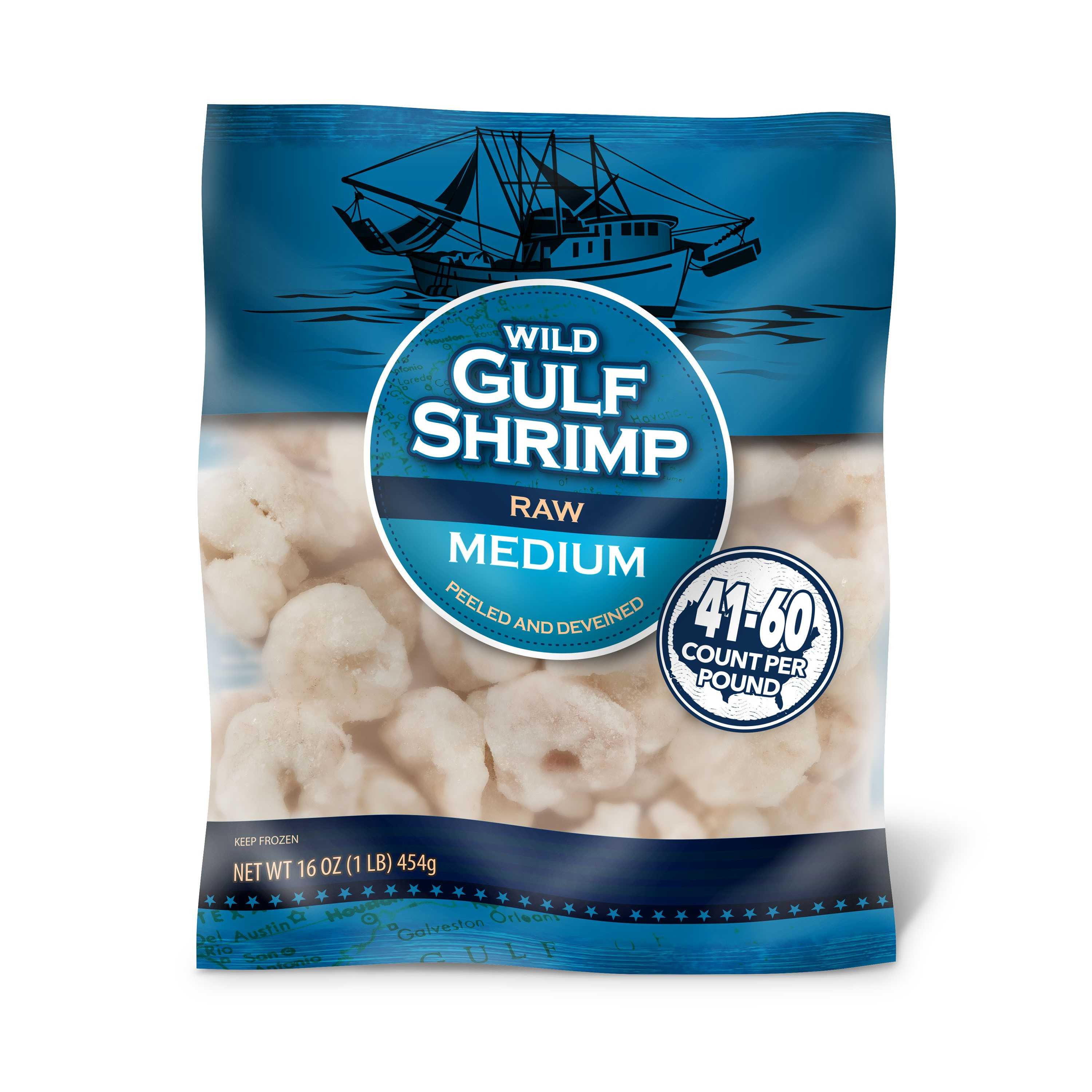 Wild Gulf Medium Raw Shrimp, Peeled and Deveined, 1 lb