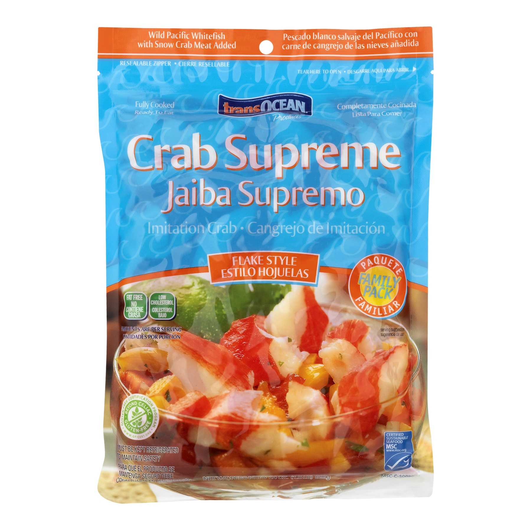 Transocean Products Supreme Flake Style Family Pack Crab, 24 oz