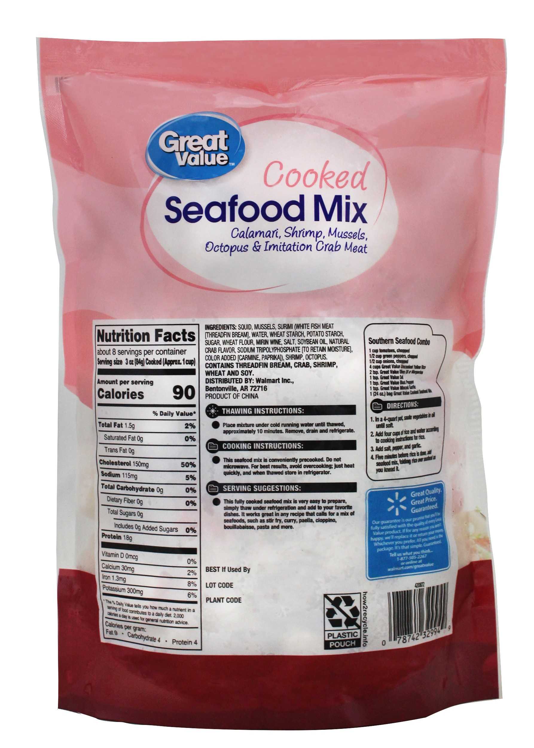 Great Value Frozen Cooked Seafood Mix, 24 oz