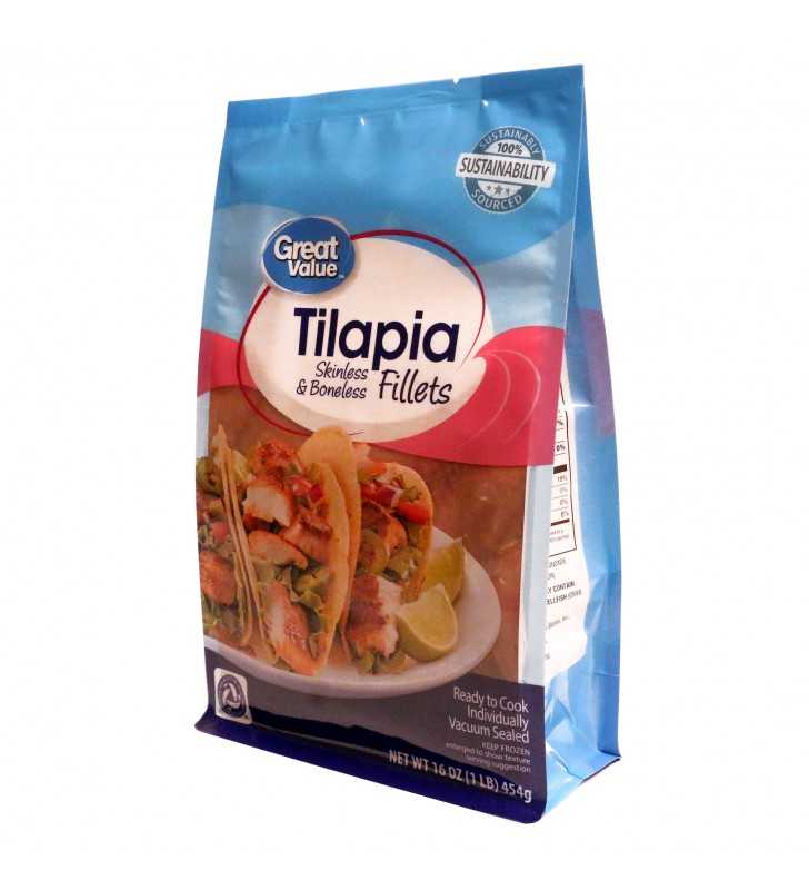 Great Value Tilapia Skinless & Boneless Fillets, 1 lb