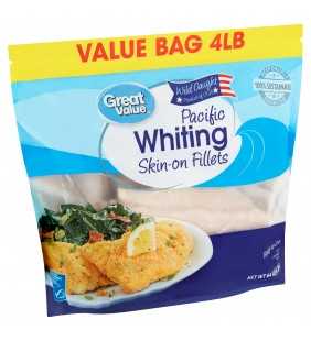 Great Value Wild Caught Pacific Whiting Skin-On Fillets Value Bag, 4 lb