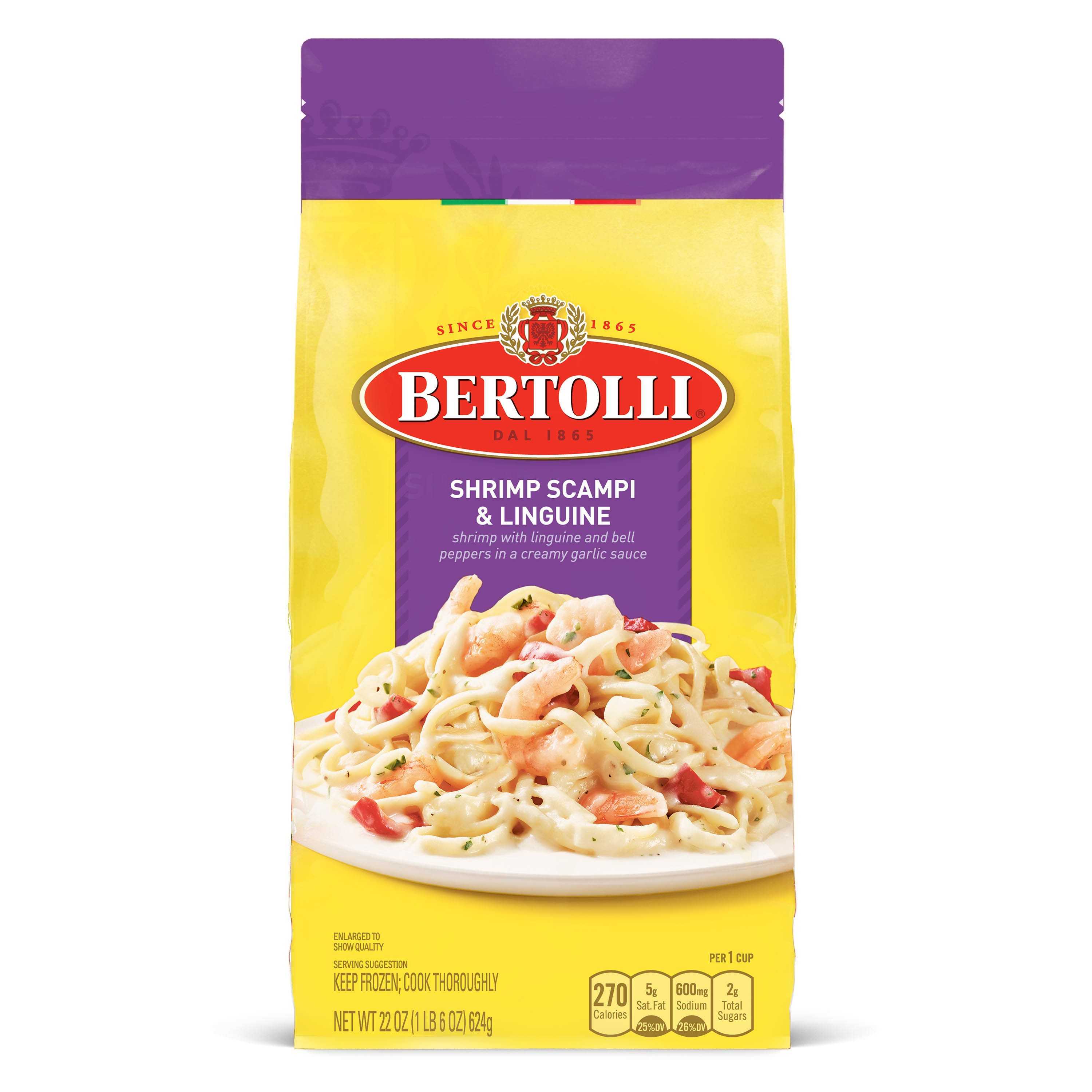Bertolli Shrimp Scampi & Linguine Frozen Meals With Bell Peppers in a Creamy Garlic Sauce, 22 oz.