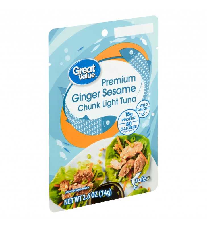 Great Value Premium Ginger Sesame Chunk Light Tuna, 2.6 oz