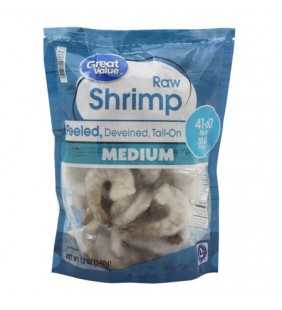 Frozen Raw Medium Peeled Deveined Tail-On Shrimp, 12 oz