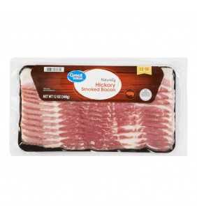Great Value Bacon, Naturally Hickory Smoked, 12 oz