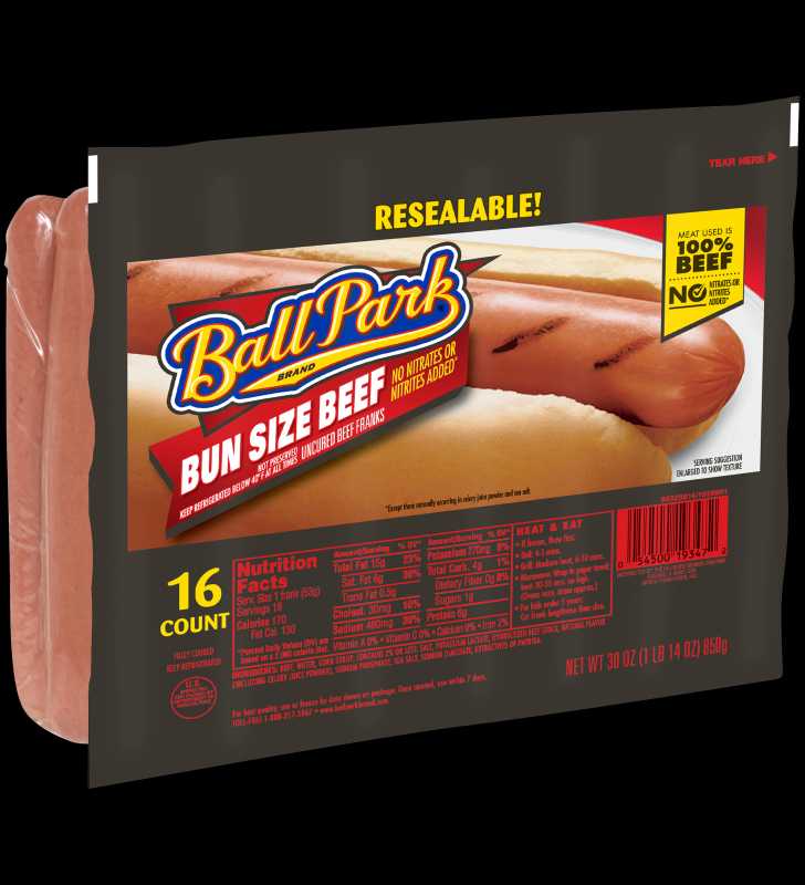 Ball Park® Beef Hot Dogs, Bun Size Length, 16 Count