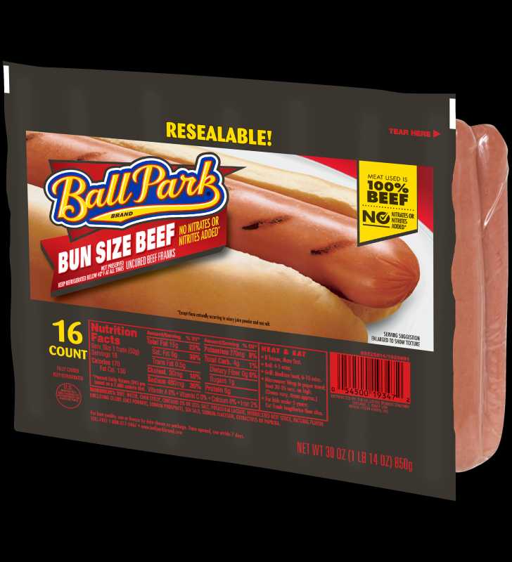 Ball Park® Beef Hot Dogs, Bun Size Length, 16 Count