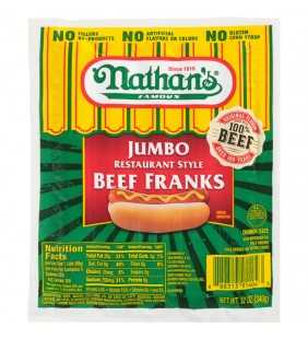 Nathan's Jumbo Restaurant Style Beef Hot Dogs, 12 oz