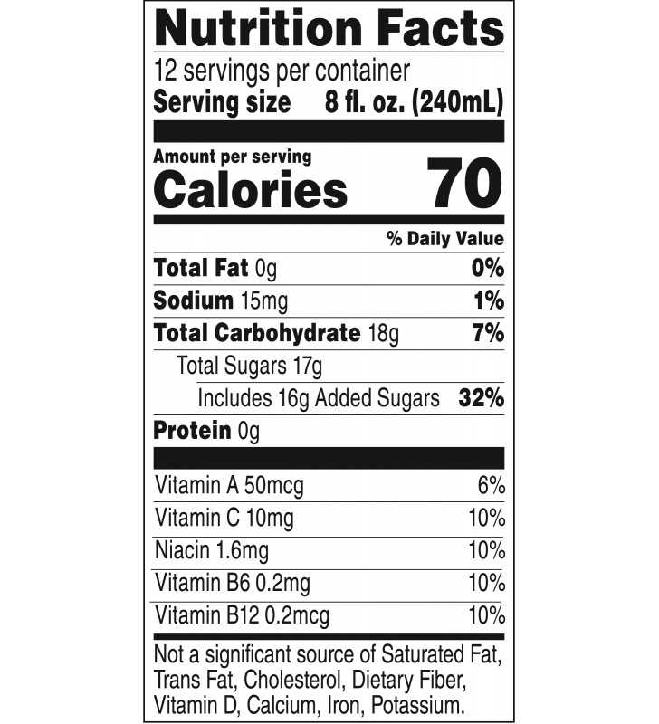 V8 Splash Nutrition Label | Besto Blog