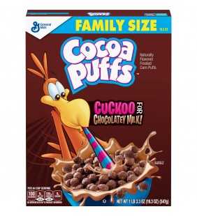 General Mills, Cocoa Puffs Breakfast Cereal, Chocolate, Family Size, 19.3 oz