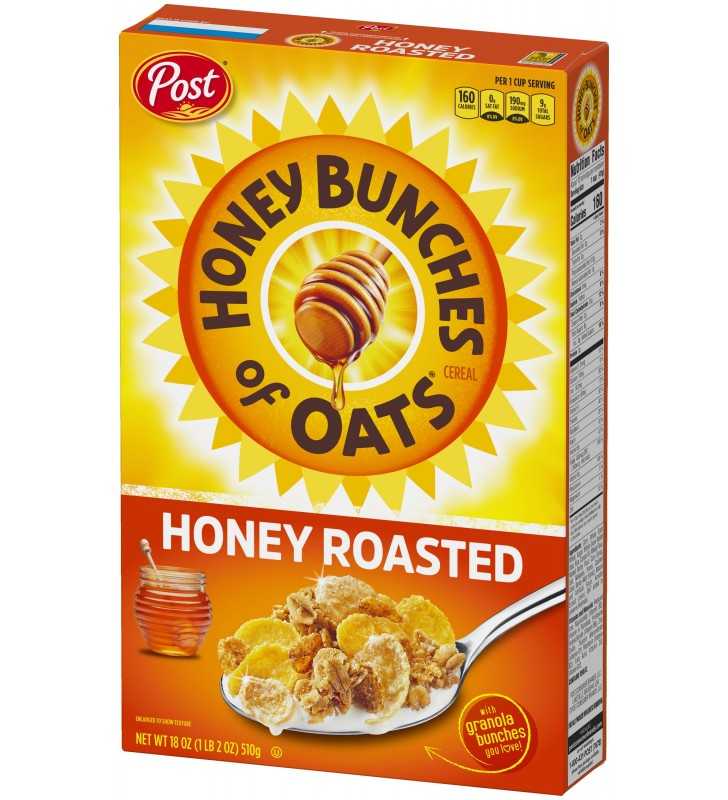 Post Honey Bunches Of Oats Breakfast Cereal, Honey Roasted, 18 Oz