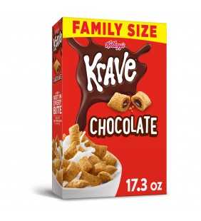 Kellogg's Krave, Breakfast Cereal, Chocolate, Family Size, 17.3 Oz