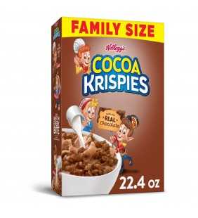 Kellogg's, Cocoa Rice Krispies, Breakfast Cereal, Original, Family Size, 22.4 Oz