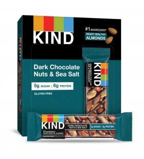 KIND Bars, Dark Chocolate Nuts & Sea Salt, Gluten Free, 5g of Sugar, 1.4 Ounce, 12 Count