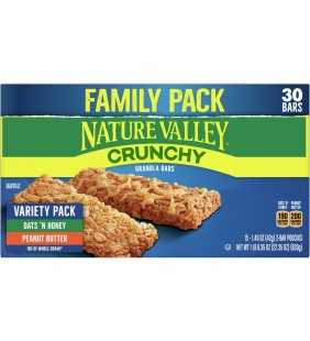 Nature Valley Crunchy Granola Bars, 30 Bars Variety Family Pack (Oats 'n Honey & Peanut Butter), 22.35 Oz