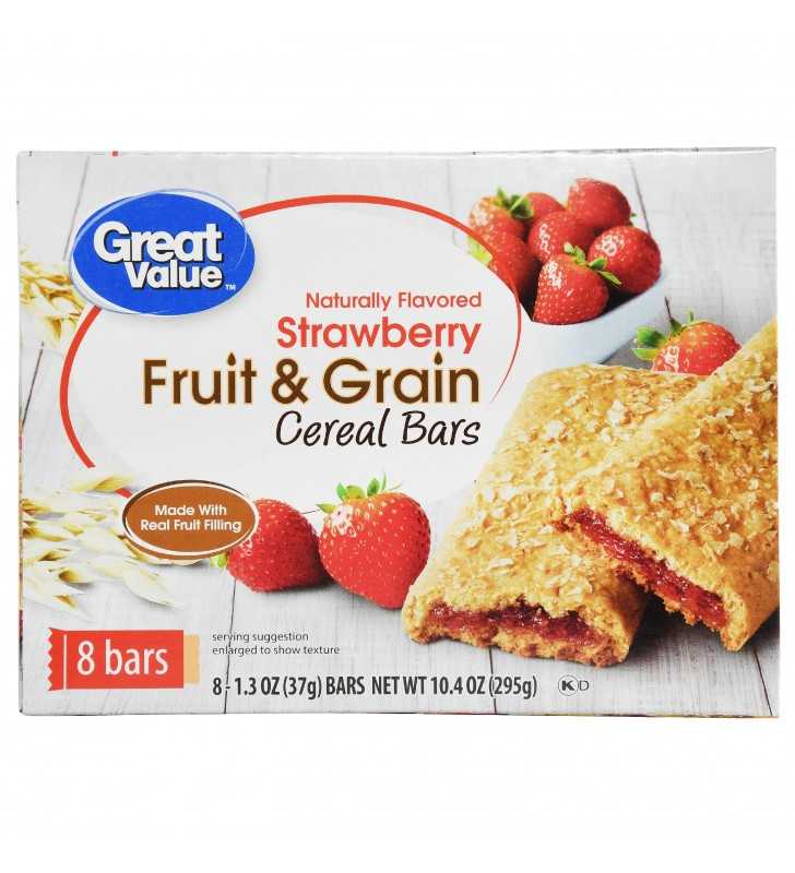 Great Value Fruit & Grain Cereal Bars Strawberry 10.4 oz 8 Count