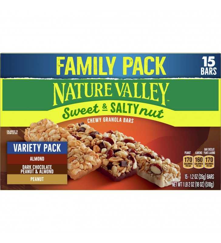 Nature Valley Sweet Salty Nut Chewy Granola Bars 15 Ct Variety Family Pack 18 Oz