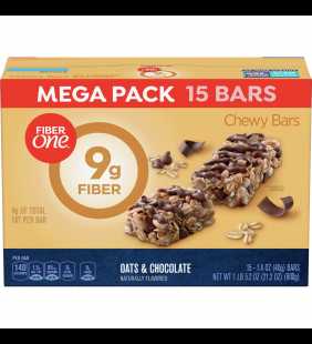 Fiber One 9g Fiber Chewy Granola Bars, Oats & Chocolate, 15 Ct Mega Pack, 21.2 Oz