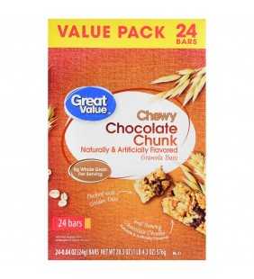 Great Value Chewy Chocolate Chunk Granola Bars Value Pack 20.3 oz 24 Count