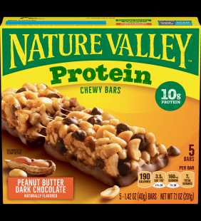 Nature Valley 10g Protein Chewy Granola Bars, Peanut Butter Dark Chocolate, 5 Ct, 7.1 Oz