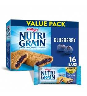 Kellogg's Nutri-Grain, Soft Baked Breakfast Bars, Blueberry, Variety Pack, 16 Ct, 20.8 Oz