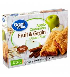 Great Value Fruit & Grain Cereal Bars Apple Cinnamon 10.4 oz 8 Count