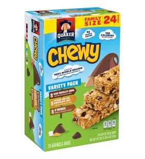 Quaker Chewy Granola Bars Variety Pack, 0.84 oz Bars, 24 Count