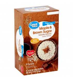 Great Value Maple & Brown Sugar Instant Oatmeal, 0.99 oz, 8 count