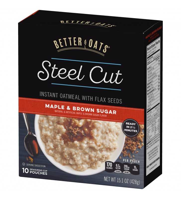 Better Oats Steel Cut Instant Oatmeal Maple And Brown Sugar 10 Packets