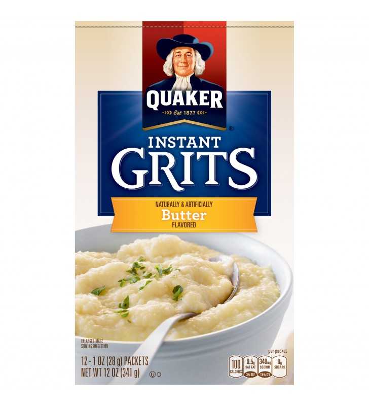 Quaker Instant Grits, Butter, 1 oz Packets, 12 Count