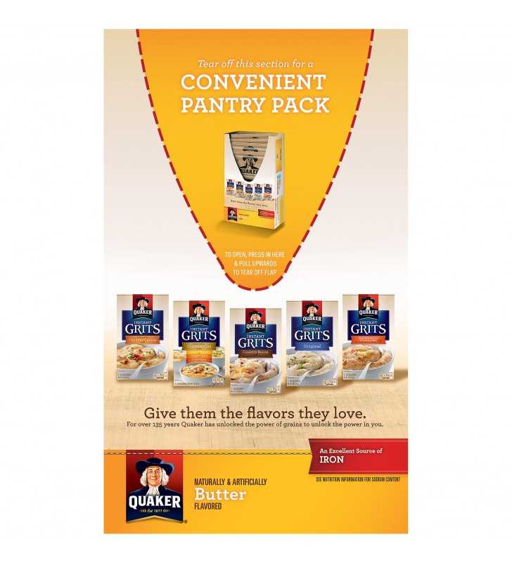 Quaker Instant Grits, Butter, 1 oz Packets, 12 Count