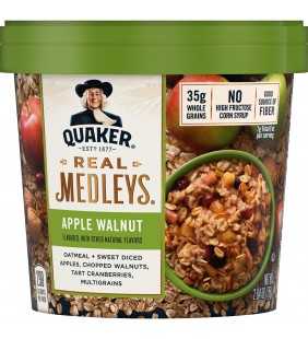 Quaker Real Medleys Oatmeal, Apple Walnut, 2.64 oz Cup
