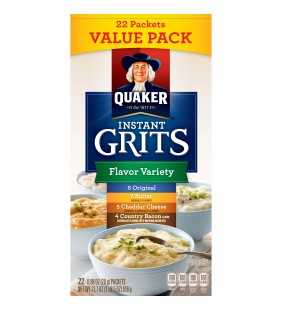 Quaker Instant Grits, Variety Pack, 22 Packets (6 Original, 7 Butter, 5 Cheddar Cheese, 4 Country Bacon)