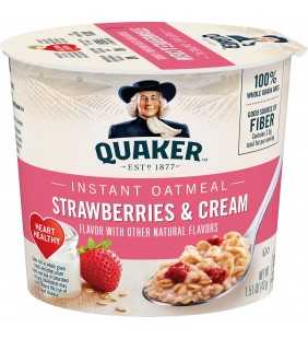 Quaker Instant Oatmeal Cup, Strawberries & Cream, 1.51 oz Cup