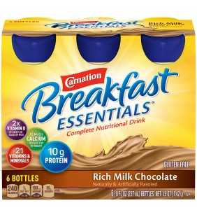 Carnation Breakfast Essentials Ready to Drink Nutritional Breakfast Drink, Rich Milk Chocolate, 6 - 8 FL OZ Bottles