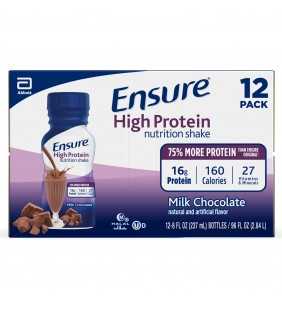 Ensure High Protein Nutritional Shake with 16g of High-Quality Protein, Ready-to-Drink Meal Replacement Shakes, Low Fat, Milk Ch