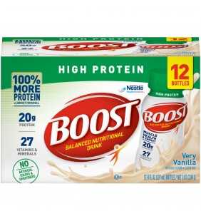 Boost High Protein Ready to Drink Nutritional Drink, Very Vanilla, 12 - 8 FL OZ Bottles