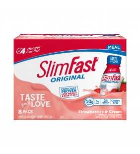SlimFast Original Meal Replacement Shake, Strawberries and Cream, 11 Fl oz, 8 Ct