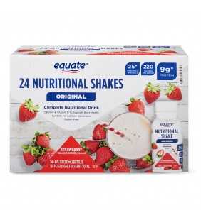 Equate Original Nutritional Shakes, Strawberry, 8 Fl Oz, 24 Ct