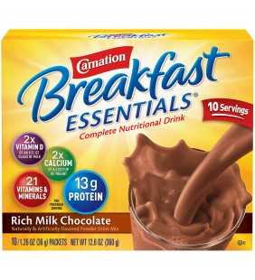 Carnation Breakfast Essentials Powder Nutritional Breakfast Drink Mix, Rich Milk Chocolate, 10 - 1.26 OZ Packets