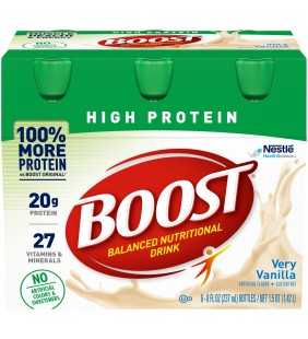 Boost High Protein Complete Nutritional Drink Very Vanilla 8 fl oz Bottle 6 Count