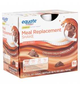 Equate Meal Replacement Shake, Creamy Milk Chocolate, 11 Fl Oz, 6 Ct